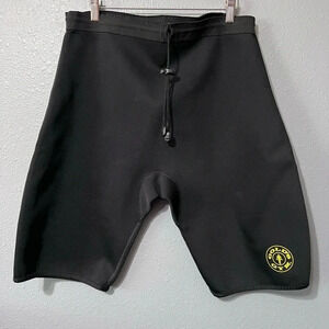 Gold's Gym Shorts Mens L/XL Black Neoprene Polyester Drawstring Waist Fitness
